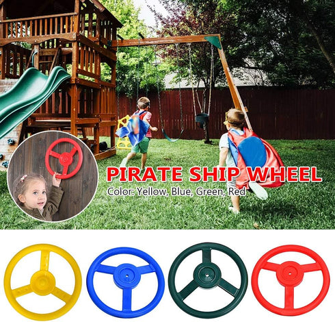 Pirate Ship Wheel Playground Toy for Kids, Amusement Park Outdoor Garden Steering Climbing Frame Gift, Lightweight