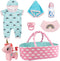 BABESIDE 8 Pcs Reborn Baby Doll Clothes - Includes Bassinet for 17-22 Inch Dolls, Baby Doll Accessories Set