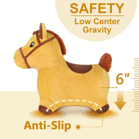 18 2 3 4 iPlay, iLearn Bouncy Pals Hopping Horse, Toddler Girl Boy Inflatable Bouncing Animal Hopper Toy, Outdoor