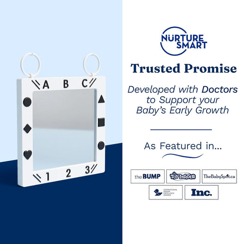 Tummy 12x12 012 Premium Tactile Baby Mirror Toy for Time & Play, Double-Sided High-Contrast Sensory, Supports Crawling