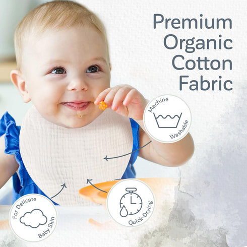 0-6 4-Color Pack KiddyCare Organic Muslin Baby Bibs for Girls Boys Months | Baby Bandana Bibs, Super Soft for Drooling