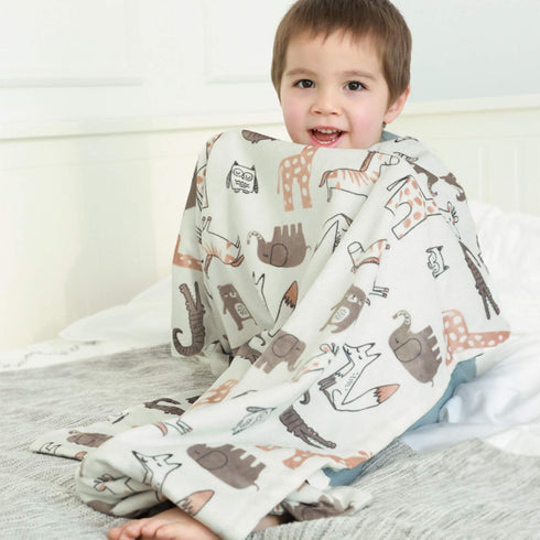 BORITAR Baby Blanket, Soft Minky with Double Layer Dotted Backing, Lovely Animals, 30 x 40 Inch