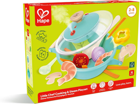 Playset 3+ Hape Little Chef Cooking & Steam | Toy Kitchen with Play Food and Accessories, for Children Ages Years