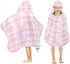 Takiito Bows on Pink Gingham Hooded Baby Towel for Newborn Infant, Soft & Absorbent Bath Towel Essentials, Machine