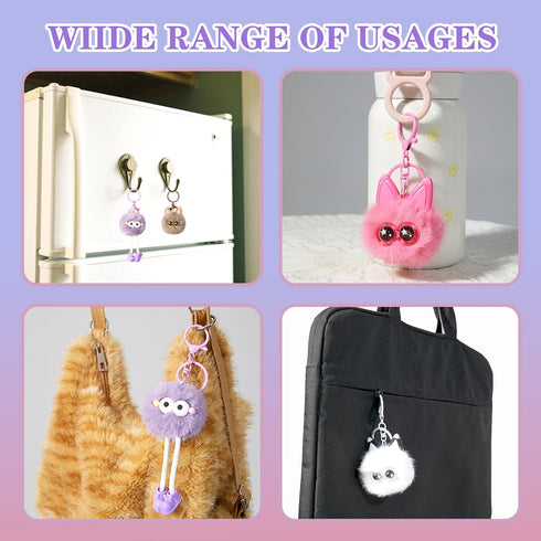 12 8-12 Backpack PCs Kids Keychains - Keychain Cute for Birthday Goodie Bags Stuffers Party Favors for Kids Fuzzy