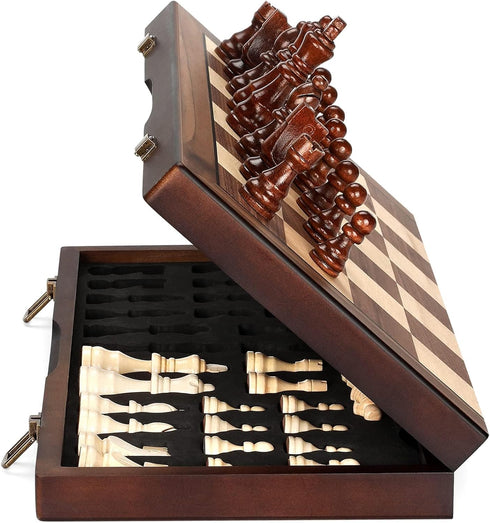 Magnetic Wooden Chess Set for Adults Kids 15'' Chess Board with Handmade
