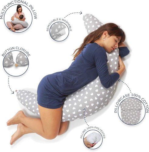 2022 100% Niimo XXL Pregnancy Pillow & Baby Feeding Pillow - Double Platinum Winning Maternity Pillow, Cotton Pregnancy