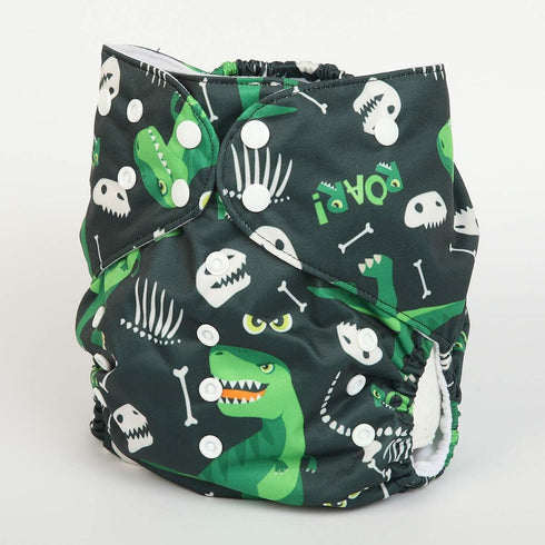 Junior Big Cloth Diaper Pocket Reusable Washable Baby Toddler (Green Dinosaurs) for 2 to 7 Years Old