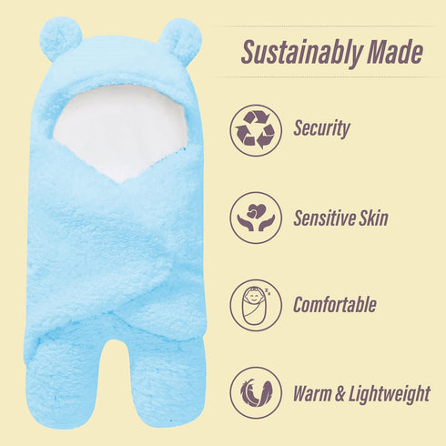 2 Pack Ultra Warm Sherpa Plush Baby Sleeping Swaddle Wrap - Newborn Essentials for 0-6 Months, Baby Shower Gifts
