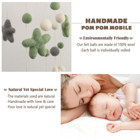 Pack Baby Mobile for Crib - Crib Mobile for Girls, Boys - Mobile for Bassinet, N Play - Boho Crib Mobile - Felt Ball