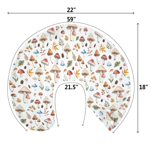 Watercolor Mushrooms Baby Nursing Pillow Covers for Boy Girl Mushrooms Leaves Nursing Slipcovers for Breastfeeding