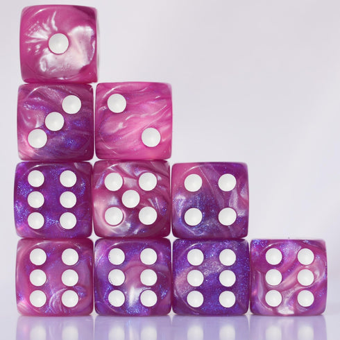 Generic 10 D6 16mm Set PC dice Acrylic Dice for RPG MTG DND Dice Table Games and Board Games (Pink + Blue)