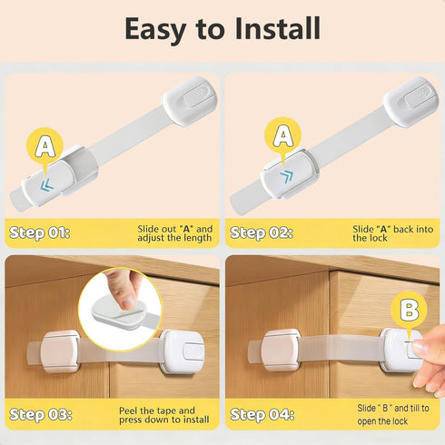 mufew 6-Pack Child Proof Cabinet Locks,Child Safety Strap Locks,Baby Proof Drawer Locks for Kids,Adjustable Strap No