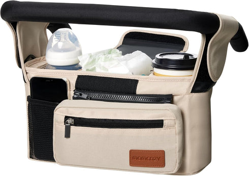Momcozy Universal Baby Stroller Organizer, 2 Insulated Cup Holder, Detachable Zippered Pocket,