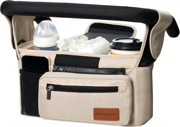 Momcozy Universal Baby Stroller Organizer, 2 Insulated Cup Holder, Detachable Zippered Pocket,