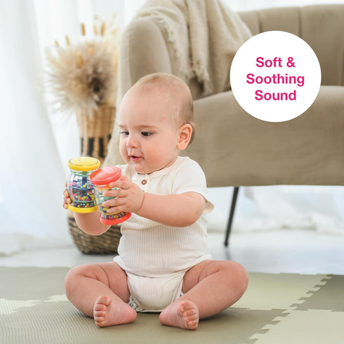 Edushape My First Rainstick, Set of 2 3 Inch Rainmaker Toys for Babies, Sensory Musical Instrument for Tummy Time Play