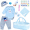 PEDOLLTREE Reborn Baby Dolls Clothes Boy Blue Dog Outfit Accessories 13 Pcs