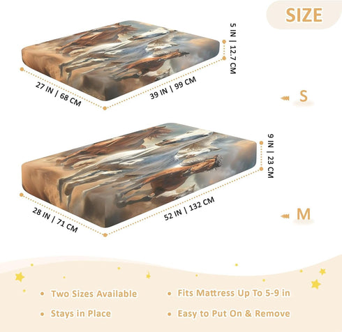 Bseiialft 52 28 Horses Sky Crib Sheets for Boys Girls Soft and Breathable Cotton Baby Sheets for Standard Crib Mattress
