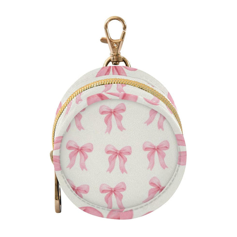 PYBUG Bow Tie Round Pacifier Storage Case, Polyester & TPU Lined with Hook