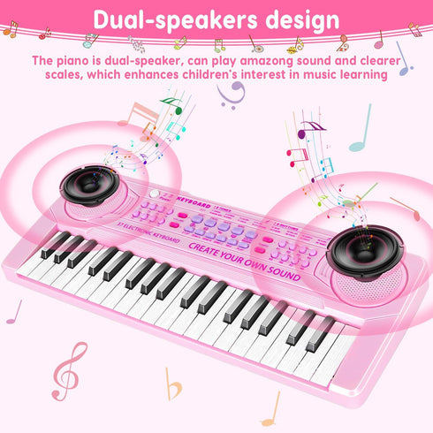 M SANMERSEN Kids Piano Keyboard - 37 Keys Electronic Piano Toys for Beginners, Gift for 3-6 Year Olds