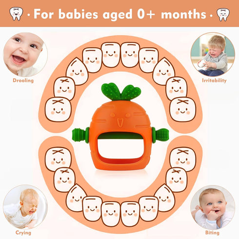 0-24 Chuya Silicone Baby Teething Toys Teether for Babies Months Carrot Hand Teethers Teething Relief Sore Gums Baby