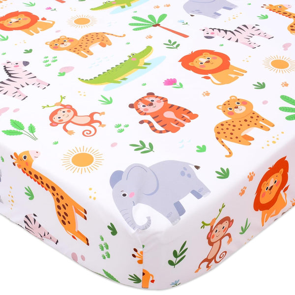 Cloele Animal Fitted Crib Sheet for Girls 1 Pack Jungle Baby Nursery