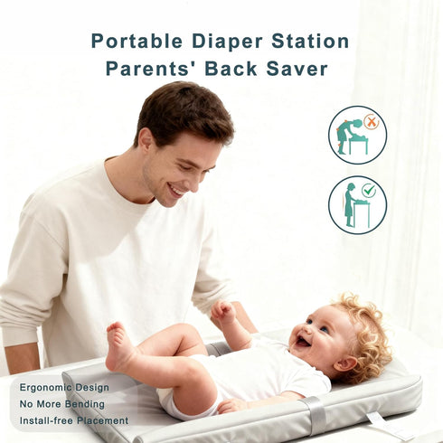 Tizoerly Wipeable Baby Changing Pad for Dresser, Portable Changing Pad with Restraining Belt, Soft & Non-Slip