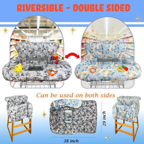 Shopping Cart Cover for Baby, Waterproof Restaurant High Chair Cover - Double Sided Grocery Cart Cover for Baby Boy