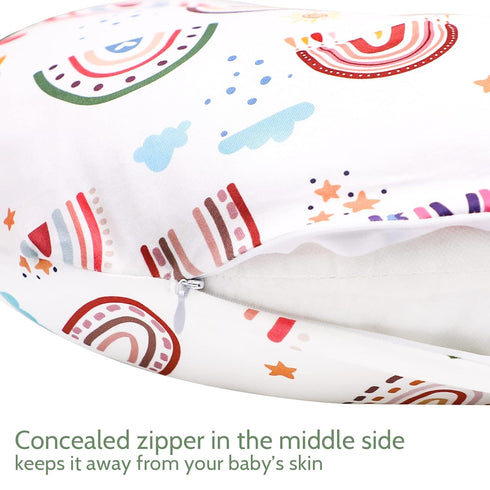 Rainbow Nursing Pillow Cover, Breastfeeding Pillow Slipcover for Baby Girls/Boys, Soft Snug Fits On Newborn Feeding