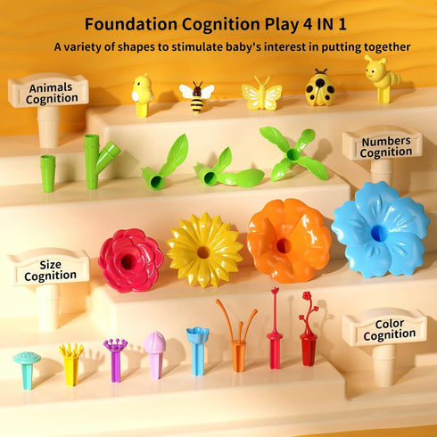 TEMI 91 PCS Flower Garden Building Toy, STEM Educational Activity for Kids Age 3-6, Birthday Gifts for Boys & Girls