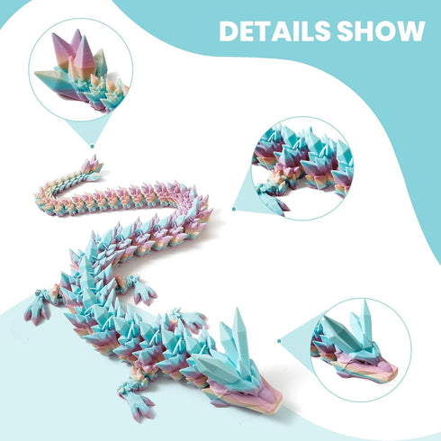 30'' 3D 3D Figurines(Mixcolor1,30inch) Printed Dragon - Printed Toys, Articulated Crystal Dragon Large Rainbow Animal