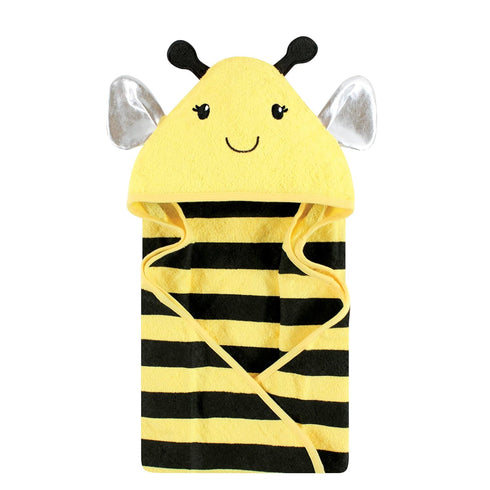 Hudson Baby Unisex Baby Cotton Animal Face Hooded Towel, Yellow Bee, One