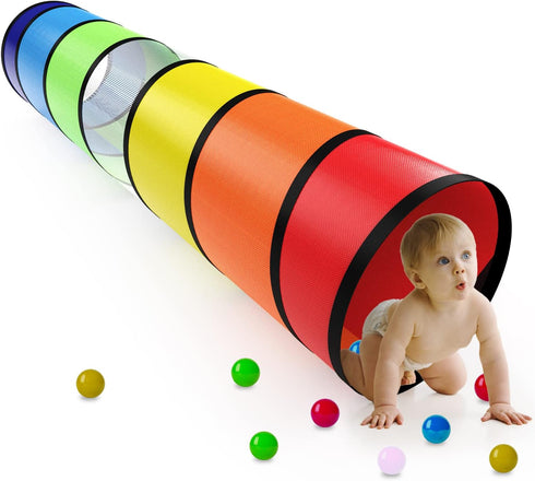 Kids Play Tunnel for Toddlers, Colorful Pop Up Baby Tunnel for Crawling, 6 Foot Collapsible Gift for Children Dog