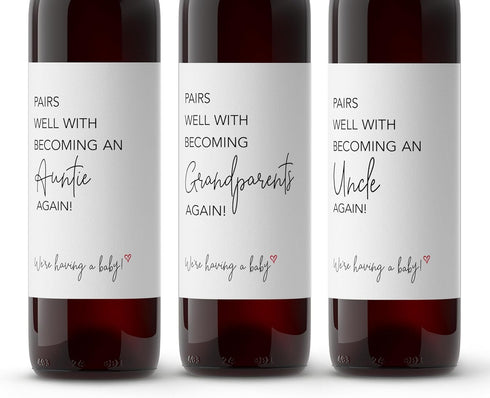 Roseum Collections Pairs Well With Becoming Grandparents Auntie Uncle AGAIN SET of 6 Second