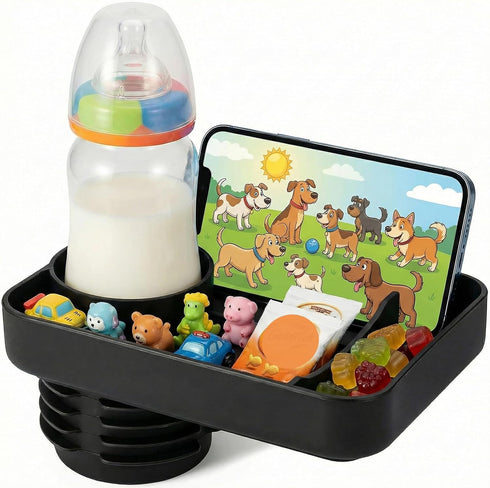 Travel Tray for Kids Car Seat - Silicone Car Seat Cup Tray,