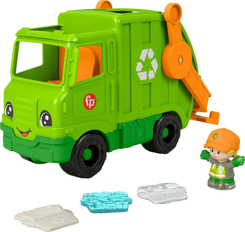 Fisher-Price Little People Musical Recycling Truck Toy with Figure for Pretend Play Ages 1+ Years