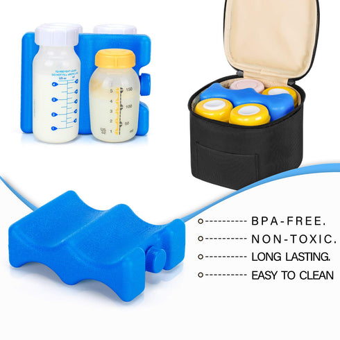 Teamoy Breastmilk Cooler Bag with Ice Pack, Baby Bottles Bag for 4 Large 5 Ounce Bottles, Black