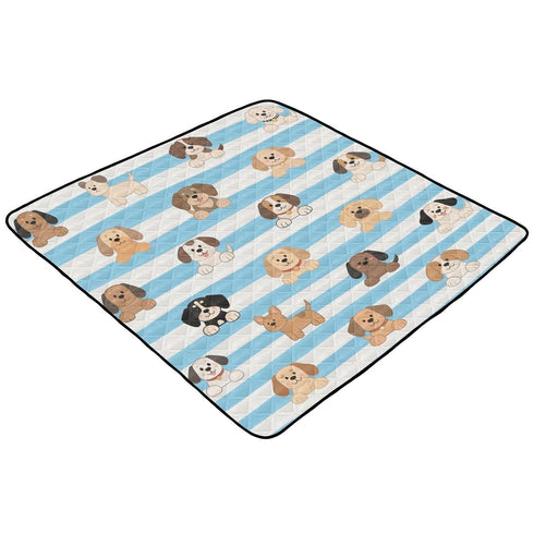 EtherSpher 1-Piecing 50'' 50''alfombrilla Blue White Striped Dog Large Stylish Baby Care Play mat for Floor Foldable
