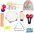 Boxiki kids Musical Instruments Set, 16 PCS - Toddler Educational & Musical Percussion with Tambourine, Maracas & More