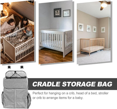 Toddmomy Gray Multifunctional Diaper Organizer for Crib and Nursery Essentials