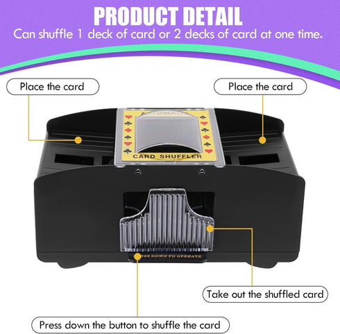 Automatic Card Shuffler 2 Deck: USB-C/Battery-Powered Electric Playing Card Shuffler for Home Card Games