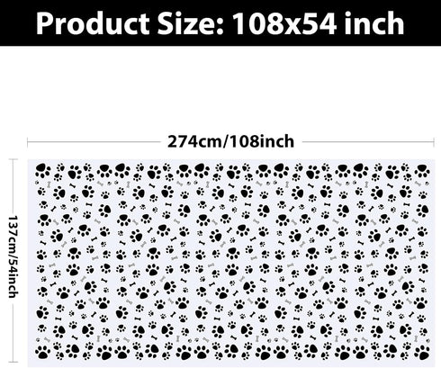 3 Pack Puppy Dog Paw Print Plastic Tablecloth, Large Disposable Rectangle Cover for Pet Birthday Party