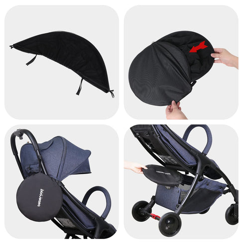 2-in-1 2-Way Beberoad Love Universal Stroller Sun Shade & Mosquito Net Baby Stroller Cover with UV Protection & Zipper