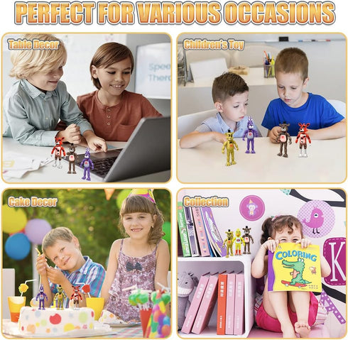 Action Figures Set, 5 Pcs Toys, 5.5 Inches Movable Joints Collectible Set with Light for Cake Toppers and Gifts