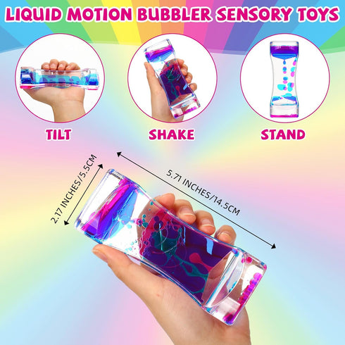 Motionchic 10 Pack Liquid Motion Bubbler Timer for Teens and Adults Calming Fidget Toy Colorful Stress Relief Liquid
