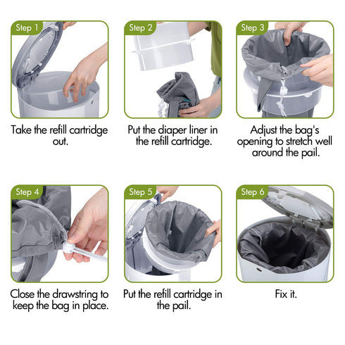 Diaper(Pack 3), Teamoy Pail Liner for Cloth of Reusable Diaper Pail Wet Bag with Drawstring, Fits for Dekor, Ubbi