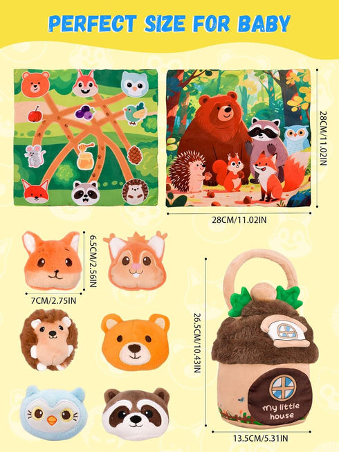 Nicecastle 6-12 1-3 Baby Toys Months Forest Animal House with Map Plush Stuffed Animals Rattle Squeaker Montessori Toys