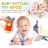 Baby Wrist Rattles Foot Finder Socks Set, Wrist rattle Arm Hand and Rattle Leg Ankle Socks, Newborn Soft Sensory Toys, Baby Socks Infant Wrist Rattles for Babies 0-6 Months, Baby Gift 0-6 6-12 Months