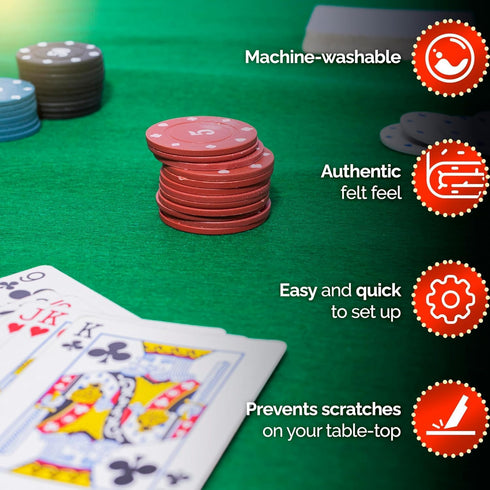 58 64 Inch Felt Card Game Table Cover for Playing Cards Poker, Mahjong, Domino, Bridge and Board Game, Elastic Fitted
