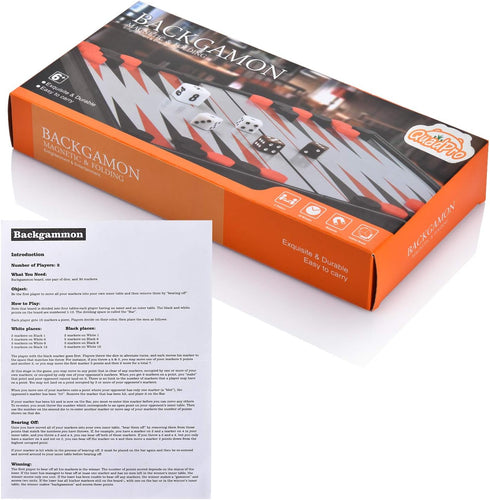 Magnetic Backgammon Board Game Set, Folding Travel Games for Kids and Adults
